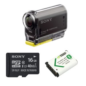 Sony HDR-AS30V HDRAS30 HD POV Action Video Camera + 16GB MicroSDHC + Wasabi NP-BX1 Battery
